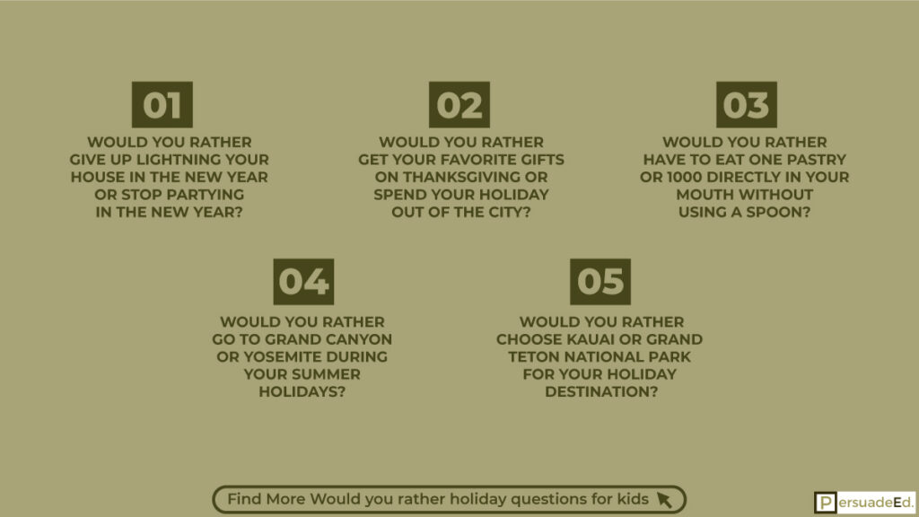 Would you rather holiday questions for kids